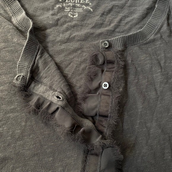 Decree Sweater Womens XL Gray Button Down Fringe Short Sleeves FLAW - Picture 4 of 12